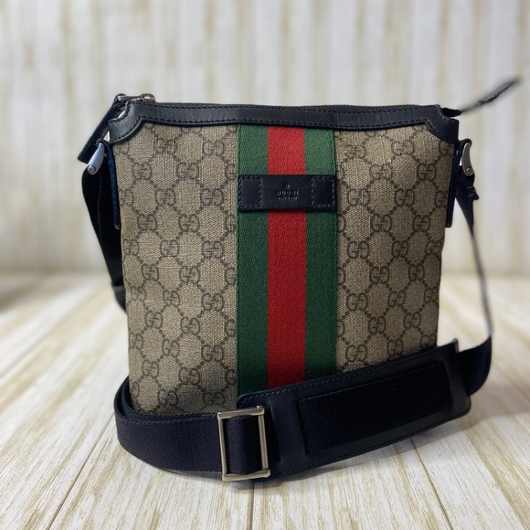 GUCCI GG SUPREME MONOGRAM WEB MESSENGER BAG - Picture 8 of 10